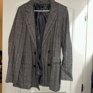 Women's Gray Plaid Blazer